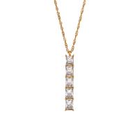 Stainless Steel Jewelry Necklace 304 Stainless Steel with Cubic Zirconia with 5cm extender chain Rectangle Vacuum Ion Plating for woman golden Length Approx 40 cm Sold By PC