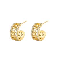 Cubic Zirconia Micro Pave Brass Earring, plated, micro pave cubic zirconia & for woman & hollow, more colors for choice, nickel, lead & cadmium free, 15x15mm, Sold By Pair
