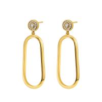 Cubic Zirconia Micro Pave Brass Earring plated micro pave cubic zirconia & for woman & hollow nickel lead & cadmium free Sold By Pair