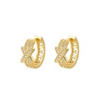 Cubic Zirconia Micro Pave Brass Earring plated micro pave cubic zirconia & for woman nickel lead & cadmium free Sold By Pair
