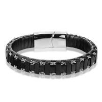 Bracelets cordon PU, cuir PU, avec acier inoxydable 316L, bijoux de mode & longueur différente pour le choix & pour homme, plus de couleurs à choisir, Vendu par PC