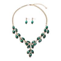 Crystal Jewelry Sets Stud Earring & necklace Zinc Alloy with Crystal with 2.76inch extender chain 2 pieces & fashion jewelry & for woman nickel lead & cadmium free 70mm Length Approx 19.69 Inch Sold By Set