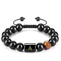 Gemstone Bracelets, Black Agate, with Tiger Eye, fashion jewelry & Unisex & different designs for choice, 10mm,10*13mm, Length:Approx 7.09 Inch, Sold By PC