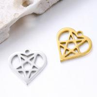 Stainless Steel Pendants, 304 Stainless Steel, Heart, Vacuum Ion Plating, fashion jewelry & DIY, more colors for choice, 15x15mm, 5PCs/Bag, Sold By Bag