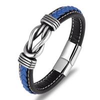 PU Leather Cord Bracelets, with Titanium Steel, fashion jewelry & different length for choice & for man, more colors for choice, Sold By PC