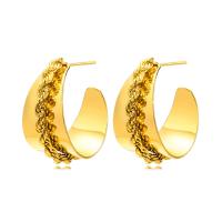 Boucle d'oreille de gaujon en acier inoxydable, Acier inoxydable 304, bijoux de mode & pour femme, doré, 13x26.70mm, Vendu par paire