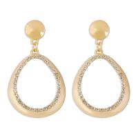 Zinc Alloy Drop Earrings Oval plated fashion jewelry & for woman & with rhinestone & hollow nickel lead & cadmium free Sold By Pair