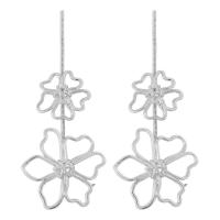 Tibetan Style Drop Earrings, Flower, plated, fashion jewelry & for woman & hollow, more colors for choice, nickel, lead & cadmium free, 48x120mm, Sold By Pair