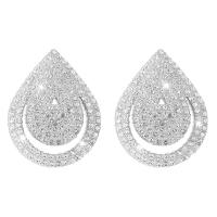 Zinc Alloy Stud Earring Teardrop plated fashion jewelry & for woman & with rhinestone nickel lead & cadmium free Sold By Pair