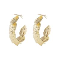 Iron Earring Leaf plated fashion jewelry & for woman nickel lead & cadmium free Sold By Pair