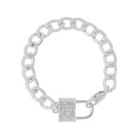 Iron Bracelet with Zinc Alloy Lock plated fashion jewelry & for woman & with rhinestone nickel lead & cadmium free Length 18.8 Inch Sold By PC