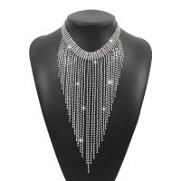 Fashion Fringe Necklace Zinc Alloy plated vintage & for woman & with rhinestone nickel lead & cadmium free Length 14.76-18.89 Inch Sold By PC