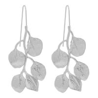 Tibetan Style Drop Earrings, Leaf, plated, vintage & fashion jewelry & for woman, more colors for choice, nickel, lead & cadmium free, 44x94mm, Sold By Pair