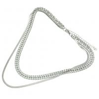 Titanstahl Halskette, mit Verlängerungskettchen von 6cm, Doppelschicht & seitliche Kette & unisex & Schlangekette, originale Farbe, Länge:ca. 40 cm, ca. 45 cm, verkauft von PC