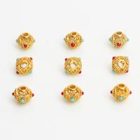 Brass Spacer Beads with Plastic sang gold plated & hollow golden 6.5-10mm Sold By PC
