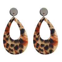 Acrylic Jewelry Earring Acetate with Zinc Alloy Geometrical Pattern & for woman & leopard pattern 5-7cm Sold By Pair