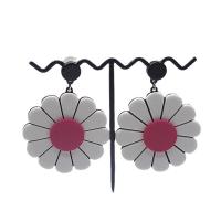 Acrylic Jewelry Earring, with Tibetan Style, Flower, for woman, more colors for choice, 60mm, Sold By Pair