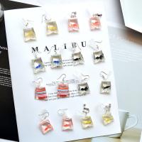 Resin Earring with Zinc Alloy & for woman multi-colored 40mm Sold By Pair