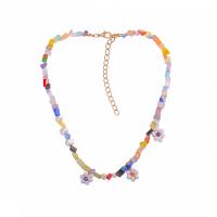Collier bijoux de pierre gemme, avec perle de plastique, pour femme, multicolore, Longueur:Environ 37 cm, 5PC/lot, Vendu par lot