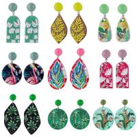 Acrylic Jewelry Earring, with Tibetan Style, different styles for choice & for woman, multi-colored, 6-8.3cm, Sold By Pair