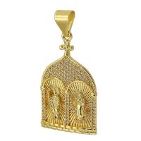 Cubic Zirconia Micro Pave Brass Pendant gold color plated fashion jewelry & DIY & micro pave cubic zirconia golden Approx 4.5mm Sold By PC