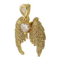 Cubic Zirconia Micro Pave Brass Pendant gold color plated fashion jewelry & DIY & micro pave cubic zirconia golden 44mm Approx 4mm Sold By PC