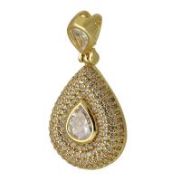 Cubic Zirconia Micro Pave Brass Pendant, gold color plated, fashion jewelry & DIY & micro pave cubic zirconia, golden, 41mm, Hole:Approx 4mm, Sold By PC