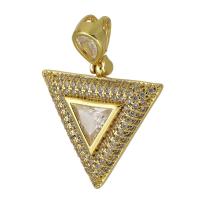 Cubique Pendentif en laiton zircon pavent, triangle, Placage de couleur d'or, bijoux de mode & DIY & pavé de micro zircon, doré, 41mm, Trou:Environ 4mm, Vendu par PC