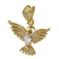 Cubic Zirconia Micro Pave Brass Pendant eagle gold color plated fashion jewelry & DIY & micro pave cubic zirconia golden 36mm Approx 4mm Sold By PC