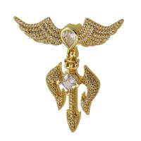 Cubic Zirconia Micro Pave Brass Pendant gold color plated fashion jewelry & DIY & micro pave cubic zirconia golden 52mm Approx 5mm Sold By PC