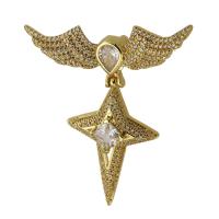 Cubic Zirconia Micro Pave Brass Pendant gold color plated fashion jewelry & DIY & micro pave cubic zirconia golden 53mm Approx 5mm Sold By PC