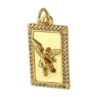 Cubic Zirconia Micro Pave Brass Pendant Rectangle gold color plated fashion jewelry & DIY & micro pave cubic zirconia golden Approx 3mm Sold By PC