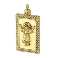 Cubic Zirconia Micro Pave Brass Pendant, Rectangle, gold color plated, fashion jewelry & DIY & micro pave cubic zirconia, golden, 12x21x3.50mm, Hole:Approx 3mm, Sold By PC