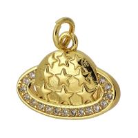Cubic Zirconia Micro Pave Brass Pendant, gold color plated, fashion jewelry & DIY & micro pave cubic zirconia, golden, 17x13x2.50mm, Hole:Approx 3mm, Sold By PC