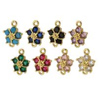Cubic Zirconia Micro Pave Brass Connector Flower gold color plated fashion jewelry & DIY & micro pave cubic zirconia Approx 1mm Sold By PC
