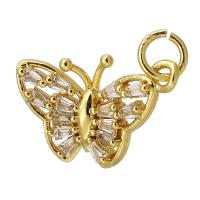 Cubic Zirconia Micro Pave Brass Pendant Butterfly gold color plated fashion jewelry & DIY & micro pave cubic zirconia two different colored Approx 3mm Sold By PC