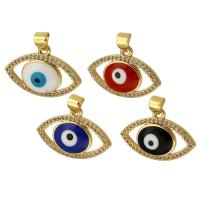 Evil Eye Pendants Brass gold color plated fashion jewelry & DIY & micro pave cubic zirconia & enamel Approx 3mm Sold By PC