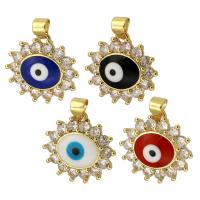 Evil Eye Pendants, Brass, gold color plated, fashion jewelry & DIY & micro pave cubic zirconia & enamel, more colors for choice, 19x18x4mm, Hole:Approx 3mm, Sold By PC