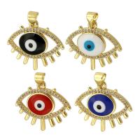 Evil Eye Pendants Brass gold color plated fashion jewelry & DIY & micro pave cubic zirconia & enamel Approx 3mm Sold By PC
