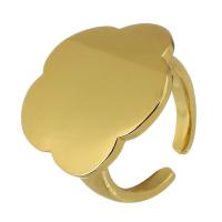 Bague en laiton, Placage de couleur d'or, bijoux de mode & pour femme, doré, 23x23mm, Trou:Environ 3mm, Taille:7, Vendu par PC