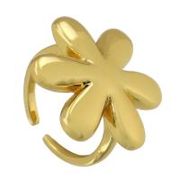 Кольца из латуни, Латунь, Форма цветка, плакирован золотом, ювелирные изделия моды & Женский, Золотой, 25x22mm, отверстие:Приблизительно 3mm, размер:7, продается PC