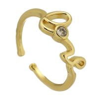 Cubique anneau en laiton Circonia Micro Pave, Placage de couleur d'or, bijoux de mode & pavé de micro zircon & pour femme, doré, 8mm, Trou:Environ 3mm, Taille:6, Vendu par PC