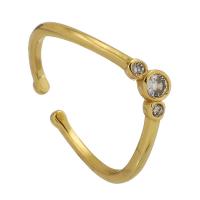 Cubique anneau en laiton Circonia Micro Pave, Placage de couleur d'or, bijoux de mode & pavé de micro zircon & pour femme, doré, 3.50mm, Trou:Environ 3mm, Taille:6, Vendu par PC