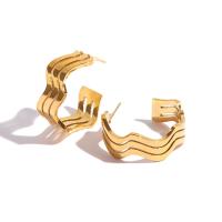 Stainless Steel Stud Earrings, 304 Stainless Steel, 18K gold plated, fashion jewelry & for woman, 11x28mm, Sold By Pair