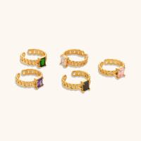 Cubic Zirconia nerezové prst prsten, 304 Stainless Steel, s Cubic Zirconia, Obdélník, pro ženy, více barev na výběr, 8mm, Velikost:7, Prodáno By PC