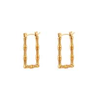 Stainless Steel Lever Back Earring 304 Stainless Steel Rectangle Vacuum Ion Plating for woman golden Sold By Pair