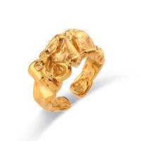 Anel de dedo de aço inoxidável, Aço inoxidável 304, para mulher, dourado, 12.80mm, tamanho:7, vendido por PC