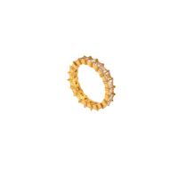 Cubic Zirconia nerezové prst prsten, 304 Stainless Steel, s Cubic Zirconia, různé velikosti pro výběr & pro ženy, zlatý, 4.50x23mm, Prodáno By PC