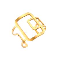Stainless Steel Finger Ring 304 Stainless Steel Rectangle Vacuum Ion Plating for woman & hollow golden 55mm Inner Approx 61mm Sold By PC