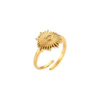 Cubic Zirconia nerezové prst prsten, 304 Stainless Steel, s Cubic Zirconia, pro ženy, zlatý, 13.40mm, Velikost:7, Prodáno By PC